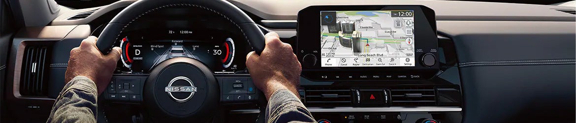 The infotainment system in the 2025 Nissan Pathfinder in Pompano Beach, FL